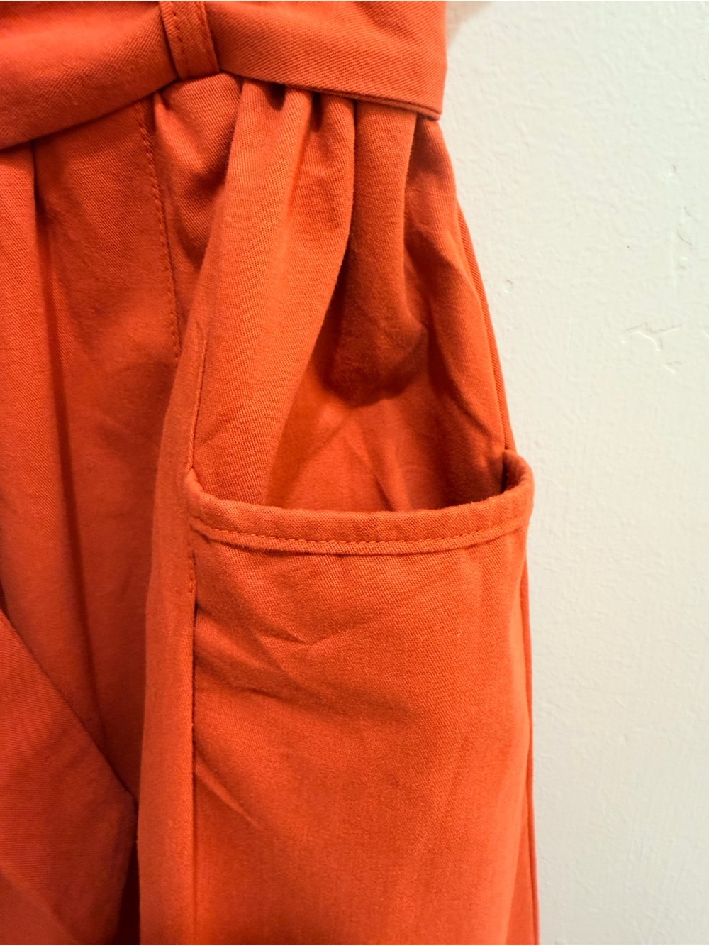 Rust Terracotta Paperbag Waist Button Front Midi Skirt Cotton ModCloth Style Lrg - Picture 6 of 12